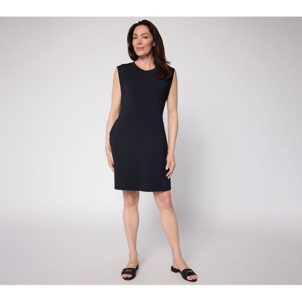 Belle by Kim Gravel Women's Petite Dress PS ScubaLuxe Skimmer w Bra Black